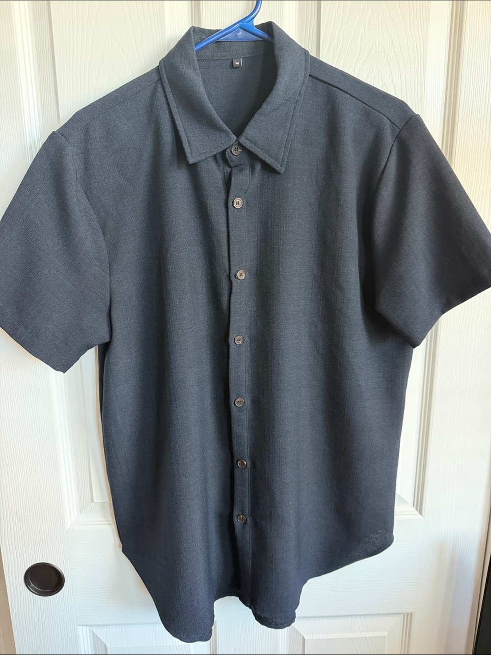 Men's Short-Sleeve linen Button-Up Shirt - Black